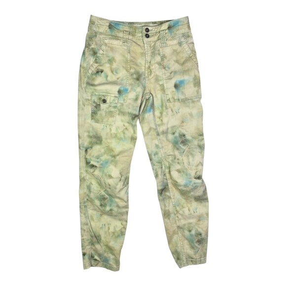 by Anthropologie Size 25 The Wanderer Pants Green Blue Mottled - Picture 1 of 10